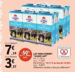 E.Leclerc LAIT DEMI-ÉCRÉMÉ 'ALSACE LAIT' offre