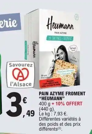 E.Leclerc PAIN AZYME FROMENT “HEUMANN” offre