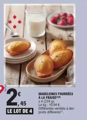 E.Leclerc MADELEINES FOURRÉES À LA FRAISE offre