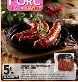 E.Leclerc SAUCISSE FUMÉE AROMATISÉE X 8 offre