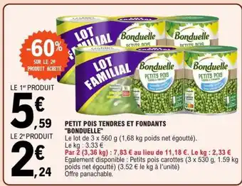 E.Leclerc Petit pois tendres et fondants Bonduelle offre