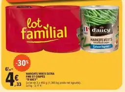 E.Leclerc HARICOTS VERTS EXTRA FINS ET COUPÉS “D’AUCY” offre