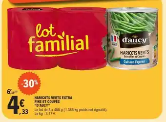 E.Leclerc HARICOTS VERTS EXTRA FINS ET COUPÉS “D’AUCY” offre