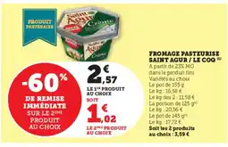 Hyper U Fromage pasteurise saint agur / le coq offre