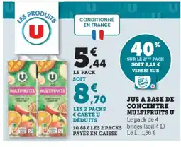 Hyper U Jus a base de concentre multifruits u offre