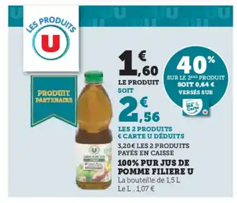 Hyper U 100% pur jus de pomme filiere u offre