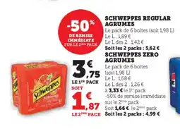 Hyper U SCHWEPPES Regular agrumes offre