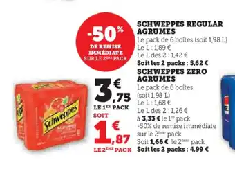 Hyper U SCHWEPPES Regular agrumes offre