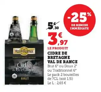 Hyper U VAL DE RANCE Cidre de bretagne offre