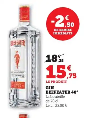 Hyper U BEEFEATER 40° Gin offre