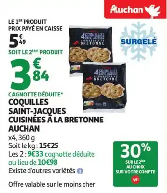 Auchan AUCHAN Coquilles saint-jacoles cuidinged ala bretonne offre