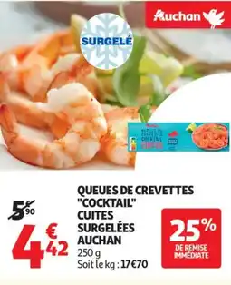 Auchan AUCHAN Queues de crevettes "cocktail" cuites surgelées offre