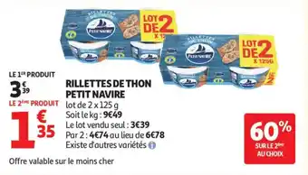 Auchan PETIT NAVIRE Rillettes de thon offre