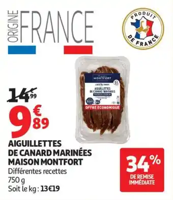 Auchan MAISON MONTFORT Aiguillettes de canard marinées offre
