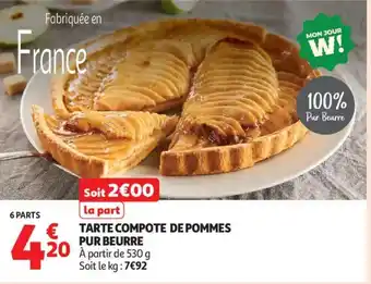 Auchan Tarte compote de pommes pur beurre offre