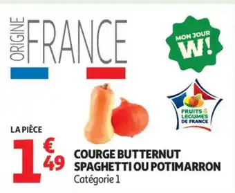 Auchan Courge butternut spaghetti ou potimarron offre