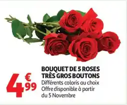 Auchan Bouquet de 5 roses très gros boutons offre