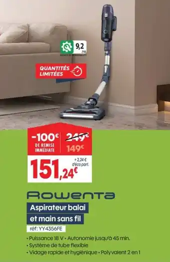 ROWENTA Aspirateur balai et main sans fil
