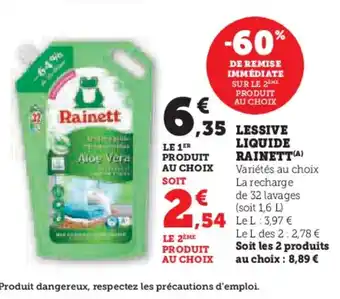 Hyper U RAINETT Lessive liquide offre