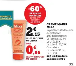 Hyper U MIXA Creme mains offre