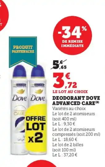 Hyper U Deodorant dove advanced care offre
