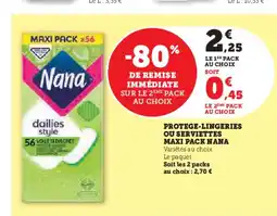 Hyper U NANA Protege-lingeries ou serviettes maxi pack offre
