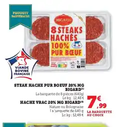 Hyper U BIGARD Steak hache pur boeuf 20% mg offre