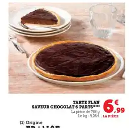 Hyper U Tarte flan saveur chocolat 6 parts offre