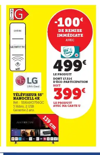 Hyper U LG Téléviseur 55" nanocell 4k offre