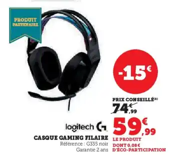 Hyper U LOGITECH Casque gaming filaire offre