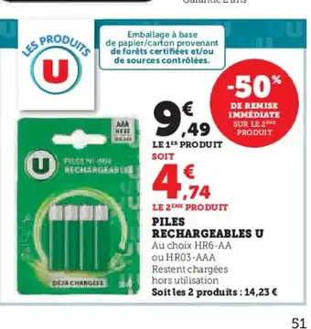 Hyper U Piles rechargeables u offre