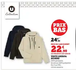 Hyper U Veste sherpa homme offre