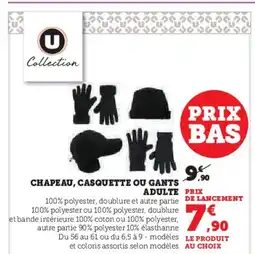Hyper U Chapeau, casquette ou gants offre