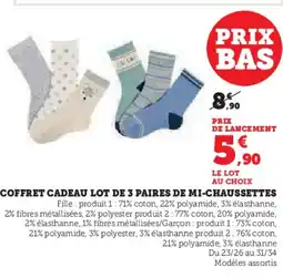 Hyper U Coffret cadeau lot de 3 paires de mi-chaussettes offre