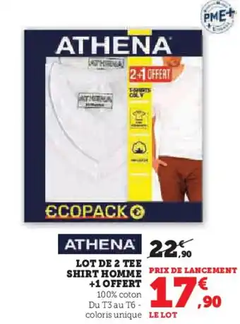 Hyper U ATHENA Lot de 2 tee shirt homme offre