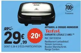 E.Leclerc TEFAL Appareil a croque-monsieur offre
