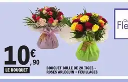 E.Leclerc Bouquet bulle de 20 tiges - roses arlequin + feuillages offre