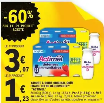 E.Leclerc ACTIMEL Yaourt à boire original goût fraise offre découverte offre