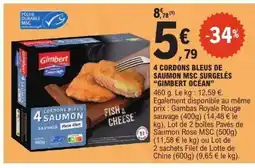 E.Leclerc GIMBERT OCÉAN 4 cordons bleus de saumon msc surgelés offre
