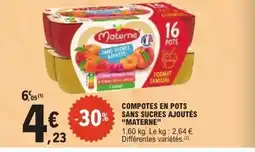 E.Leclerc MATERNE Compotes en pots sans sucres ajoutes offre