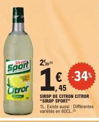 E.Leclerc SIROP SPORT Sirop de citron citror offre