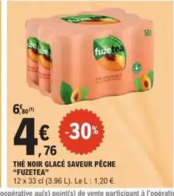 E.Leclerc FUZETEA Thé noir glacé saveur pêche offre