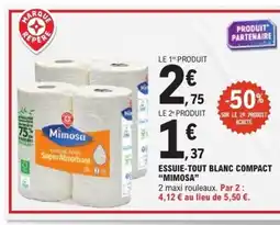 E.Leclerc MIMOSA Essuie-tout blanc compact offre