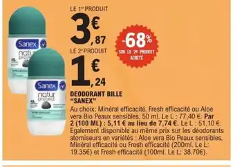 E.Leclerc SANEX Deodorant bille offre