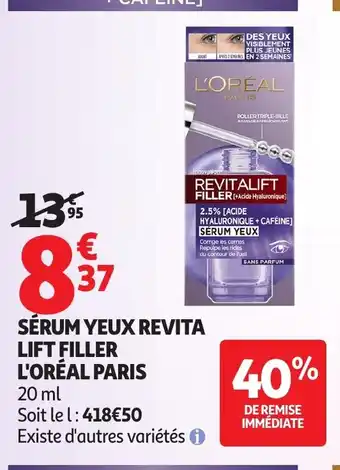Auchan L'ORÉAL PARIS Sérum yeux revita lift filler offre