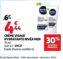 Auchan NIVEA MEN Crème visage hydratante offre