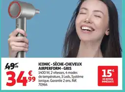 Auchan Iconic - sèche-cheveux airperform-gris offre