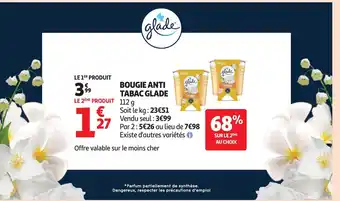 Auchan GLADE Bougie anti tabac offre