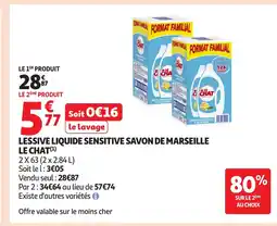 Auchan LE CHAT Lessive liquide sensitive savon de marseille offre