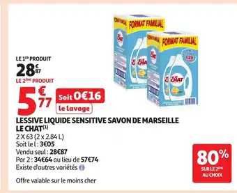 Auchan LE CHAT Lessive liquide sensitive savon de marseille offre